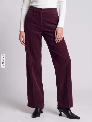 Spodnie sztruksowe o kroju relaxed fit boczne wpuszczane kieszenie model 'ALEXIS' CAMBIO Śliwkowy