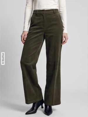Spodnie sztruksowe o kroju relaxed fit boczne wpuszczane kieszenie model 'ALEXIS' CAMBIO Oliwkowy