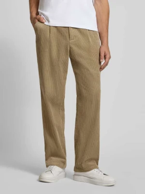 spodnie sztruksowe o kroju relaxed fit z czystej bawełny model 'MORTEN' Jake*s Beżowy