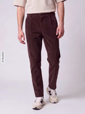 Spodnie sztruksowe o kroju relaxed fit z mieszanka bawełny model 'Lui_2V-D' Strellson Ciemnobrązowy