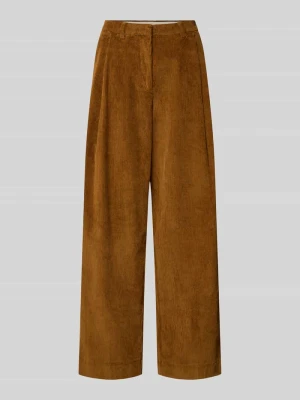 Spodnie sztruksowe o kroju relaxed fit z mieszanki bawełny model 'ROJA' Selected Camel