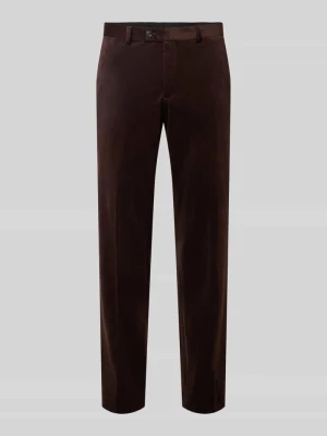 Spodnie sztruksowe o kroju slim fit z dodatkiem streczu MCNEAL Ciemnobrązowy