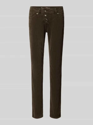 Spodnie sztruksowe o kroju slim fit z mieszanki bawełny Buena Vista Czekoladowy