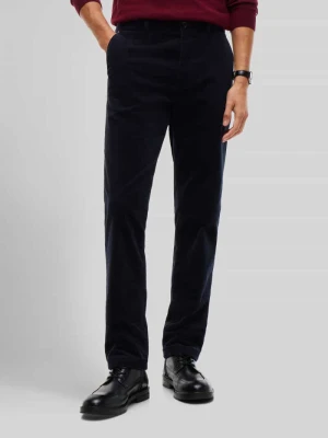 Spodnie sztruksowe o kroju slim fit z mieszanki bawełny Tommy Hilfiger Granatowy