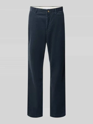Spodnie sztruksowe o kroju slim fit z mieszanki bawełny Tommy Hilfiger Petrol