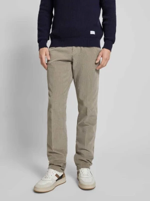 Spodnie sztruksowe o kroju slim fit z zawieszką Manuel Ritz Beżowy melanż