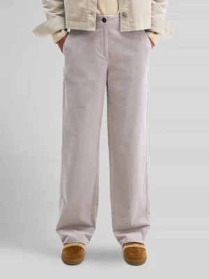 Spodnie sztruksowe o kroju straight fit z bawełnianej mieszanki Model 'LANDE WIDE' Marc O'Polo Kamienny