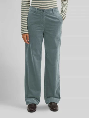 Spodnie sztruksowe o kroju straight fit z bawełnianej mieszanki Model 'LANDE WIDE' Marc O'Polo Morski