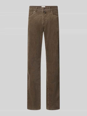 Spodnie sztruksowe o kroju straight fit z elastycznej mieszanka bawełny model 'Laval' Pierre Cardin Antracytowy