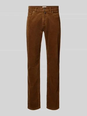 Spodnie sztruksowe o kroju straight fit z elastycznej mieszanka bawełny model 'Laval' Pierre Cardin Beżowy