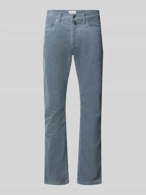 Spodnie sztruksowe o kroju straight fit z elastycznej mieszanka bawełny model 'Laval' Pierre Cardin Jasnoniebieski