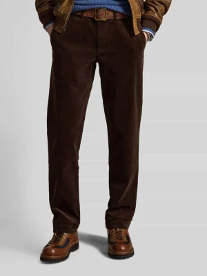 Spodnie sztruksowe o kroju straight fit z mieszanki bawełny Polo Ralph Lauren Ciemnobrązowy melanż