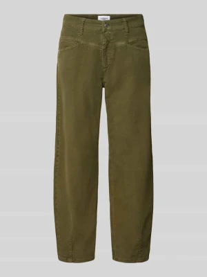 Spodnie sztruksowe o kroju tapered fit z mieszanka bawełny model 'ELIN' CAMBIO Oliwkowy