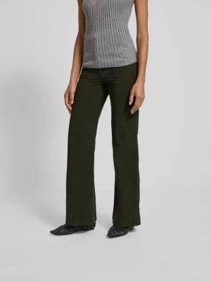 Spodnie sztruksowe o szerokim kroju z wysokim stanem Victoria Beckham Khaki