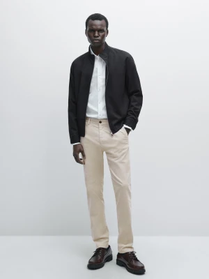 Spodnie Sztruksowe Slim - Beżowy - - Massimo Dutti - Mężczyzna
