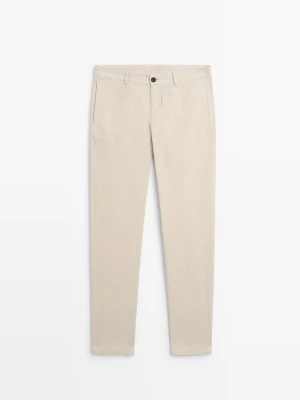 Spodnie Sztruksowe Slim Fit - Beżowy - Massimo Dutti - Male
