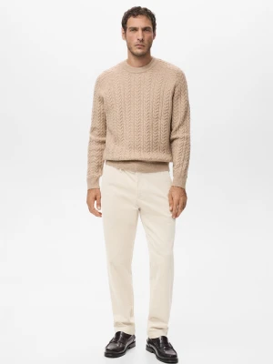 Spodnie sztruksowe slim fit kremowy / écru - Mężczyzna - - MANGO MAN