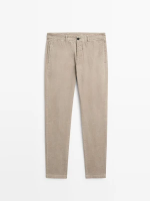 Spodnie Sztruksowe Slim Fit - Szarobrązowy - Massimo Dutti - Male