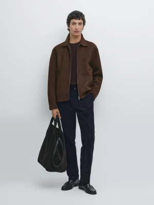 Spodnie Sztruksowe Slim - Granatowy - - Massimo Dutti - Mężczyzna