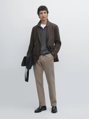 Spodnie Sztruksowe Slim - Jasnozielony - - Massimo Dutti - Mężczyzna