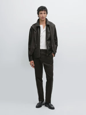 Spodnie Sztruksowe Slim - Stalowy - - Massimo Dutti - Mężczyzna