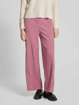 Spodnie sztruksowe z szeroką nogawką i zakładkami w pasie model ‘KATE’ Ichi