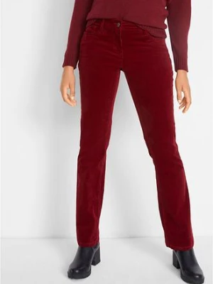 Zdjęcie produktu Spodnie sztruksowe ze stretchem o kroju bootcut BonPrix czerwony