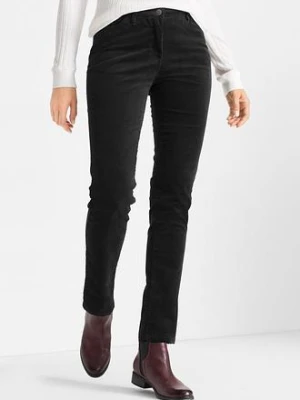 Spodnie sztruksowe ze stretchem o kroju slim fit BonPrix czarny