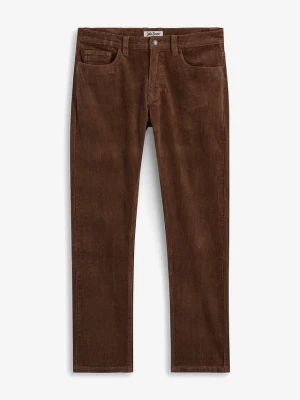 Spodnie sztruksowe ze stretchem regular fit, w wygodnym fasonie straight BonPrix brązowy