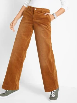 Spodnie sztruksowe ze stretchem, wide leg bonprix