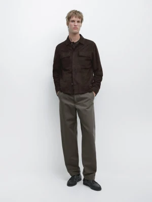 Spodnie Tapered Fit Z Bawełny - Zielony - - Massimo Dutti - Mężczyzna