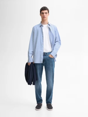 Spodnie Tapered Ze Średnim Stanem - Indygo - - Massimo Dutti - Mężczyzna