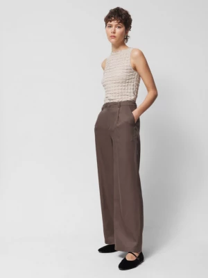Spodnie tkaninowe z lyocellu damskie - brązowe OUTHORN
