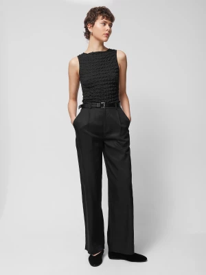 Spodnie tkaninowe z lyocellu damskie Outhorn - czarne