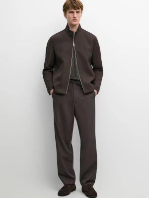 Spodnie Total Look Ze 100% Chłodnej Wełny - Brązowy - - Massimo Dutti - Male