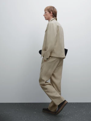 Spodnie Total Look Ze 100% Lnu - Beżowy - - Massimo Dutti - Mężczyzna