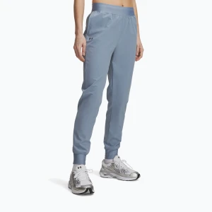 Spodnie treningowe damskie Under Armour Sport High Rise Woven Pant blue wind / black