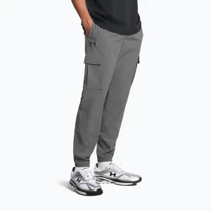 Spodnie treningowe męskie Under Armour Vibe Woven Cargo castlerock / black Szary