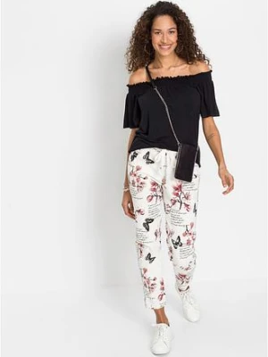 Spodnie twillowe z elastycznego materiału z bawełną bonprix