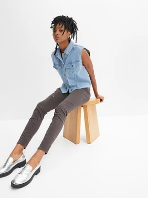 Spodnie twillowe z elastycznego materiału z bawełną bonprix