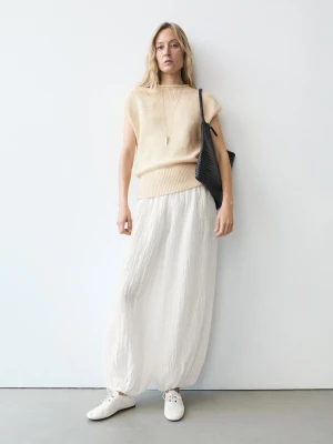 Spodnie Typu Alladynki Z Lnu - Biały Złamany - Xs-S - Massimo Dutti - Kobieta