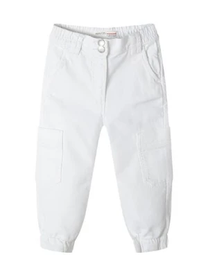 Spodnie typu bojówki z bawełny niemowlęce- białe Minoti
