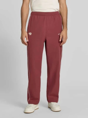 Spodnie typu track pants z wyhaftowanym logo model 'Seersucker' Les Deux Bordowy