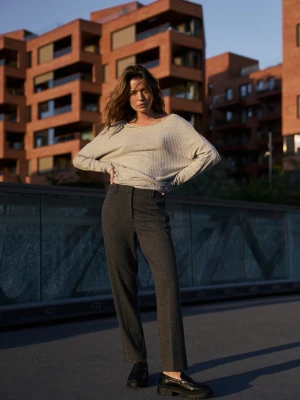 Spodnie w jodełkę grafitowe Moodo