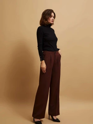 Spodnie w kant brązowe Moodo