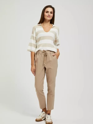 Spodnie w kant z wiązaniem w pasie Moodo