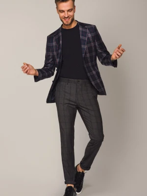 Spodnie w Kratę Grafitowe George Lancerto