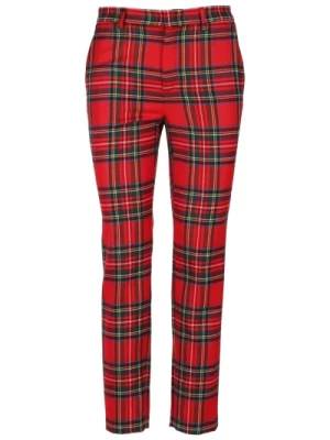 Spodnie w Kratę, Slim Fit, Pełna Długość, Wielokolorowe RED Valentino