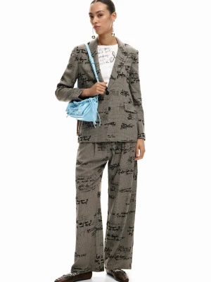 Spodnie w kratę z nadrukiem liter Desigual