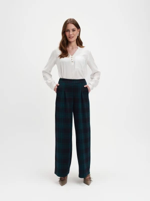 Spodnie w kratę z zakładkami Top Secret